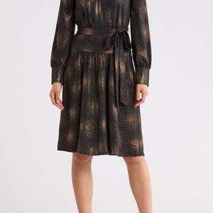 Calvin Klein Black and Gold Long Sleeve Dress NWT size 8